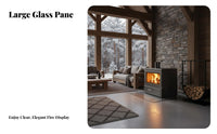 Wood Burning Fireplace Efficient Heating Stove Large Glass Panel Indoor Villa Cottage Commercial Home