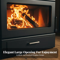 Wood Burning Fireplace Efficient Heating Stove Large Glass Panel Indoor Villa Cottage Commercial Home