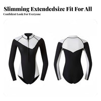 Wetsuit, 2mm Outdoor Swimsuit, extra Size Slimming Rash Guard, Women’s Long Sleeve, Thermal Diving Suit, Surfing, Split Design