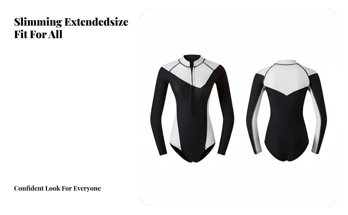 Wetsuit, 2mm Outdoor Swimsuit, extra Size Slimming Rash Guard, Women’s Long Sleeve, Thermal Diving Suit, Surfing, Split Design