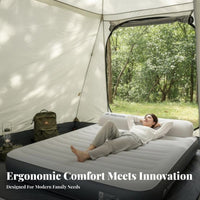 Inflatable Mattress, Outdoor Camping Air Bed with Built-in Pillow, Automatic air inflator, Ergonomic Design