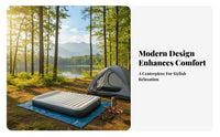 Inflatable Mattress, Outdoor Camping Air Bed with Built-in Pillow, Automatic air inflator, Ergonomic Design