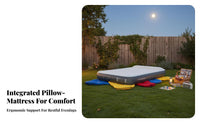 Inflatable Mattress, Outdoor Camping Air Bed with Built-in Pillow, Automatic air inflator, Ergonomic Design