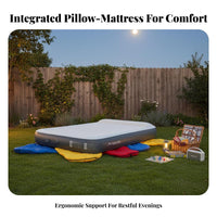 Inflatable Mattress, Outdoor Camping Air Bed with Built-in Pillow, Automatic air inflator, Ergonomic Design