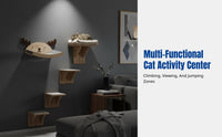 Cat Climbing Frame, Wall-Mounted No-Drill Cat Scratching Post, Hanging Cat Resting Shelf, Space-Saving Leap Stand for Young Cats