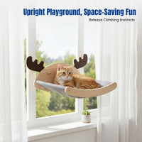 Cat Climbing Frame, Wall-Mounted No-Drill Cat Scratching Post, Hanging Cat Resting Shelf, Space-Saving Leap Stand for Young Cats