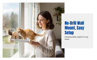 Cat Climbing Frame, Wall-Mounted No-Drill Cat Scratching Post, Hanging Cat Resting Shelf, Space-Saving Leap Stand for Young Cats