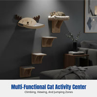 Cat Climbing Frame, Wall-Mounted No-Drill Cat Scratching Post, Hanging Cat Resting Shelf, Space-Saving Leap Stand for Young Cats