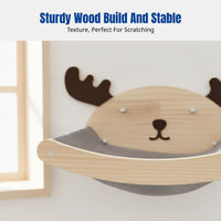 Cat Climbing Frame, Wall-Mounted No-Drill Cat Scratching Post, Hanging Cat Resting Shelf, Space-Saving Leap Stand for Young Cats