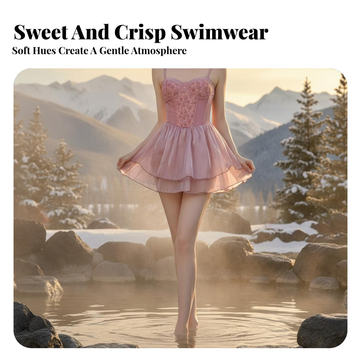 Modest Hot seasonal Swimsuit, stylish Skirted Bathing Suit, Lace Floral Embroidery, Pool Wear for Women