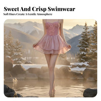 Modest Hot seasonal Swimsuit, stylish Skirted Bathing Suit, Lace Floral Embroidery, Pool Wear for Women
