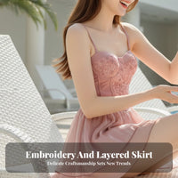 Modest Hot seasonal Swimsuit, stylish Skirted Bathing Suit, Lace Floral Embroidery, Pool Wear for Women