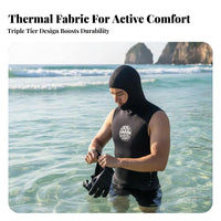 3mm Neoprene Hooded Wetsuit Vest, Thermal Sleeveless Diving Jacket, Sun Protection, Split Design