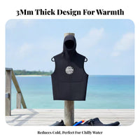 3mm Neoprene Hooded Wetsuit Vest, Thermal Sleeveless Diving Jacket, Sun Protection, Split Design