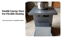 Gasification Heating Stove, Smokeless Four-Stage Combustion, Cast Iron, Wood Compatible, Rural Home Use