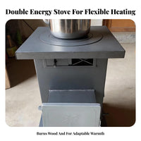 Gasification Heating Stove, Smokeless Four-Stage Combustion, Cast Iron, Wood Compatible, Rural Home Use