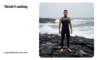Men's 3mm Sleeveless Wetsuit, Full Torso, Rear Zip, Semi-High Neck, Sleek Skin, UPF50+