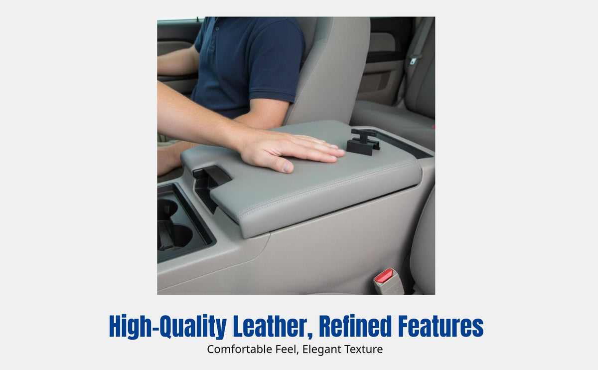 Armrest Console Lid Cover for 07-13 Center Console, Leather, Gray, Replacement 20864151