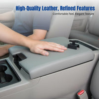 Armrest Console Lid Cover for 07-13 Center Console, Leather, Gray, Replacement 20864151