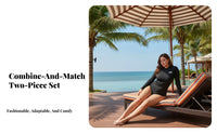 Swimsuit, Women's Two-Piece, Long Sleeve, Sun Protection, extended Size, Slimming, fastener Design