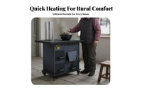 Smokeless Gasification Stove, Cast Iron, Wood Burner, Indoor Heating, Portable Rural Cooking Stove