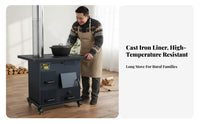 Smokeless Gasification Stove, Cast Iron, Wood Burner, Indoor Heating, Portable Rural Cooking Stove