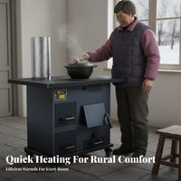 Smokeless Gasification Stove, Cast Iron, Wood Burner, Indoor Heating, Portable Rural Cooking Stove