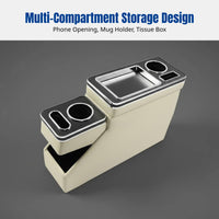 Universal Car Armrest Storage Box, Rear Row Central Tunnel Organizer, Multi-Compartment Design