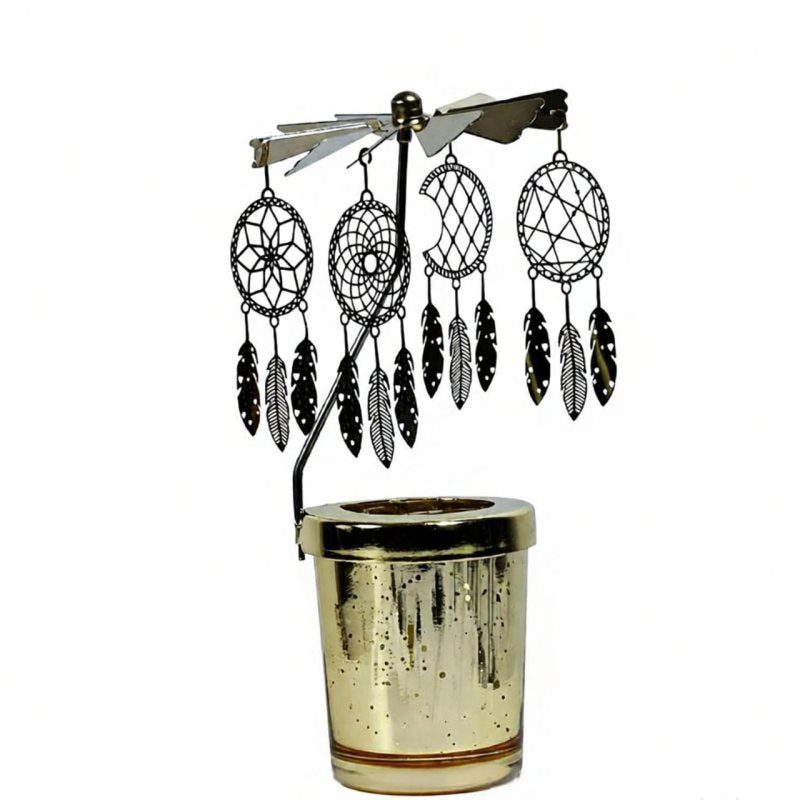 Glass Container Candle Holder, Rotating Fan, Home Decoration