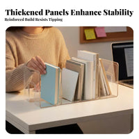 Acrylic Desk Book Holder, Transparent Four-Compartment Divider Stand, Student Organizer, Thickened Fixed Rack