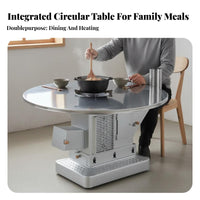Indoor Heating Table, Stainless Steel Round Table, Smokeless Gasification Stove, Home Wood-Fired Dining, Rural Integrated Design