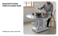 Indoor Heating Table, Stainless Steel Round Table, Smokeless Gasification Stove, Home Wood-Fired Dining, Rural Integrated Design