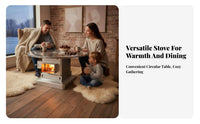 Indoor Heating Table, Stainless Steel Round Table, Smokeless Gasification Stove, Home Wood-Fired Dining, Rural Integrated Design