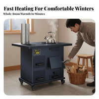 Cast Iron Gasification Heater, Smokeless Wood Stove, Indoor Heating, Rural Home, Movable Cooking Station