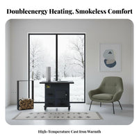 Cast Iron Gasification Heater, Smokeless Wood Stove, Indoor Heating, Rural Home, Movable Cooking Station