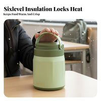 Winter Vacuum Insulated Food Container, 304 Stainless Steel Lunch Box, Large Capacity Multicompartment Bento for Students, Adults