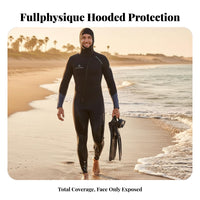 Wetsuit, Full torso Hooded Diving Suit, Men's Long Sleeve, Thickened Warm, Snorkeling, Surfing, Swimming