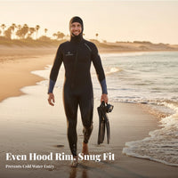 Wetsuit, Full torso Hooded Diving Suit, Men's Long Sleeve, Thickened Warm, Snorkeling, Surfing, Swimming