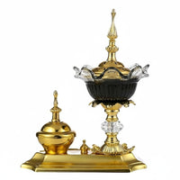 Vintage European Incense Burner Set, Crystal Herb Jar, Alloy, Home Decor, Party Table Decor