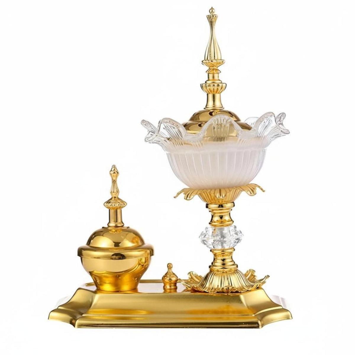 European Vintage Crystal Incense Burner Set, Middle Eastern Design, Alloy Herb Jar, Home Decoration for Parties