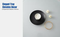 European Design Iron Tray Candle Holder, Gold Black Round Plate, Modern Home Decoration