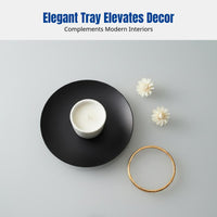 European Design Iron Tray Candle Holder, Gold Black Round Plate, Modern Home Decoration