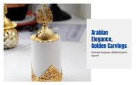 Ceramic Desktop Incense Burner, Gold Arabic Style Decor, Matte Black Cream Home Accent