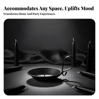 Large Candle Holder, Black Matte Iron, Handle, Minimalist Western Design, Banquet Hotel Table