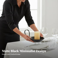 Large Candle Holder, Black Matte Iron, Handle, Minimalist Western Design, Banquet Hotel Table