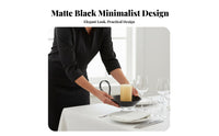 Large Candle Holder, Black Matte Iron, Handle, Minimalist Western Design, Banquet Hotel Table
