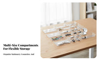 Striped Desktop Drawer Organizer Box, Transparent Acrylic Divider, Stationery & Cosmetic Storage