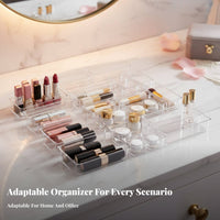Striped Desktop Drawer Organizer Box, Transparent Acrylic Divider, Stationery & Cosmetic Storage