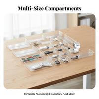Striped Desktop Drawer Organizer Box, Transparent Acrylic Divider, Stationery & Cosmetic Storage