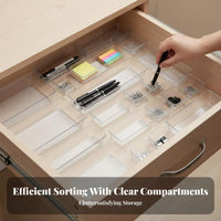Striped Desktop Drawer Organizer Box, Transparent Acrylic Divider, Stationery & Cosmetic Storage